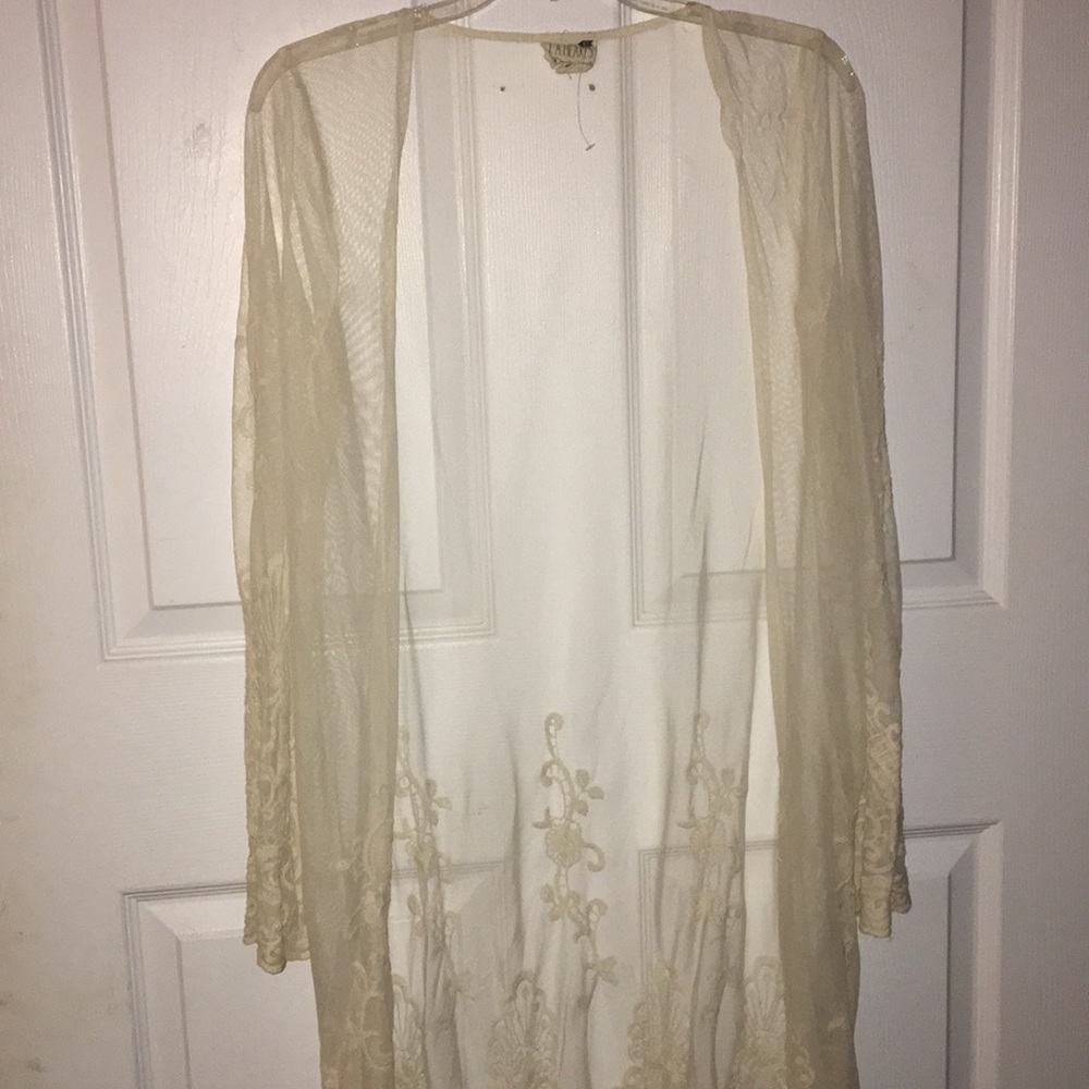 Sheer lace white cardigan